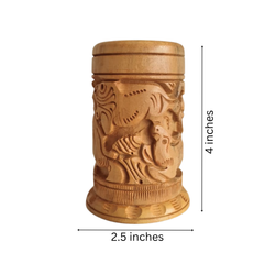 Hand-Carved Wooden Pen Stand – Elegant Desk Organizer