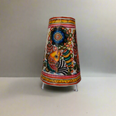 Decorative Leather Lampshade – Indian Folk Art with Fish & Floral Patterns | Bed Lamp