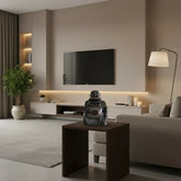 Miniature dark wood finish Laughing Buddha figurine with hand-carved detailing and cheerful expression