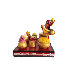 Ghatotkacha Kondapalli Doll with Feast – Traditional Epic Art | Ghatotkach Eating Set Kondapalli Lacquerware