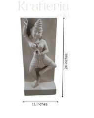 Statue of a woman with measurements on a white background