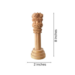 Handmade Wooden Ashoka Pillar – National Emblem Decorative Piece maruthi handicrafts