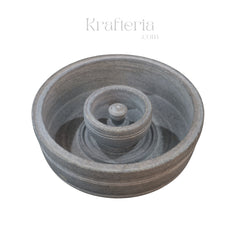 Urli Bowl in Soft Stone with Statue Holder – Artistic Puja Accent
