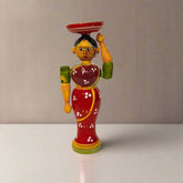 Etikoppaka Lacquerware Woman with Platter - Traditional Indian Server Figurine Etikoppaka Lacquerware