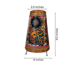 Decorative Leather Lampshade – Indian Folk Art with Fish & Floral Patterns | Bed Lamp Leather Paintings