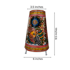 Decorative Leather Lampshade – Indian Folk Art with Fish & Floral Patterns | Bed Lamp Leather Paintings