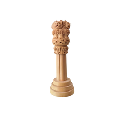 Handmade Wooden Ashoka Pillar – National Emblem Decorative Piece