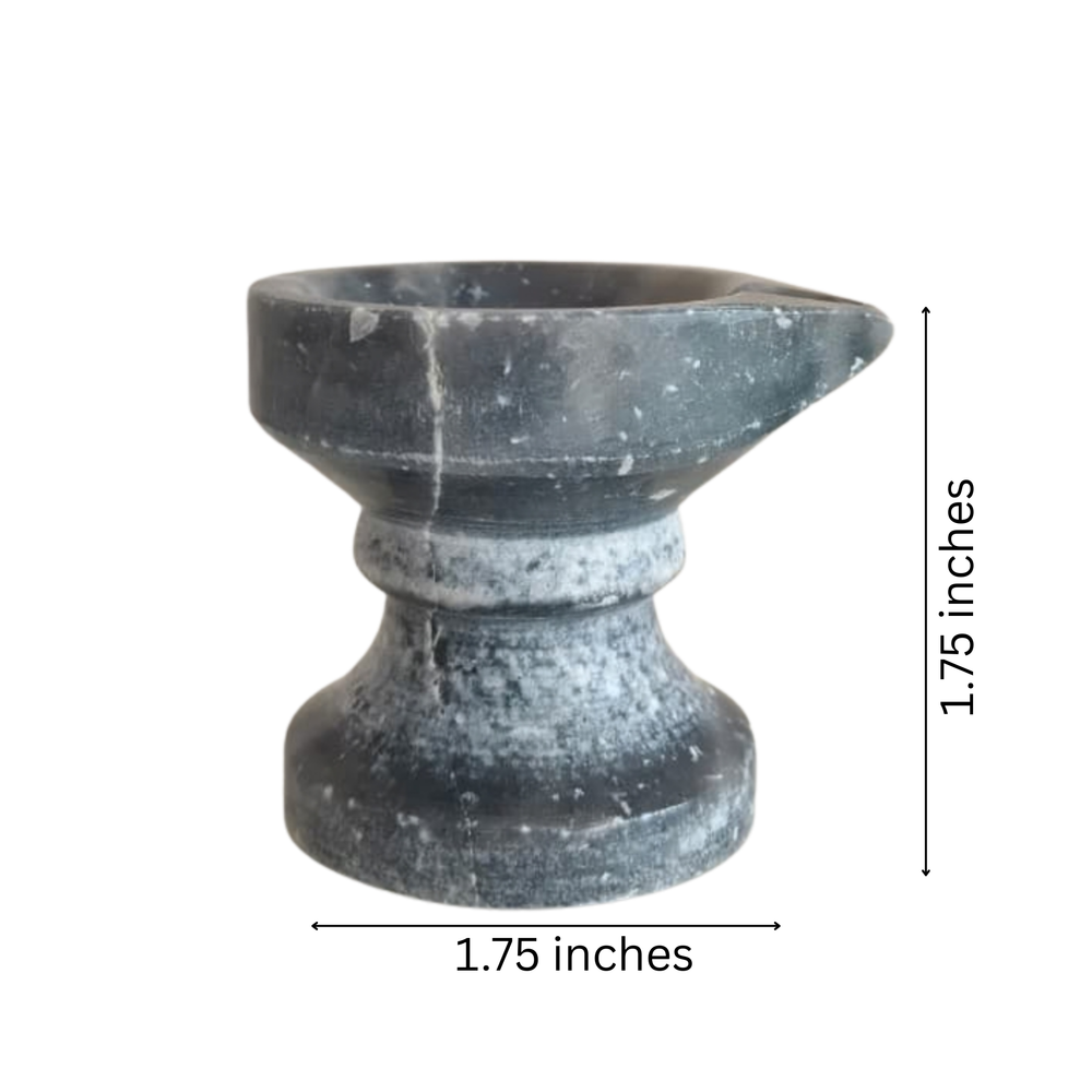 Black Marble Diya with Stand – Oil Lamp for Pooja & Home Décor Marble Soft Stone