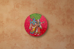 Decorative Cheriyal Radha Krishna Painting – Traditional Round Lotus Art wall decor