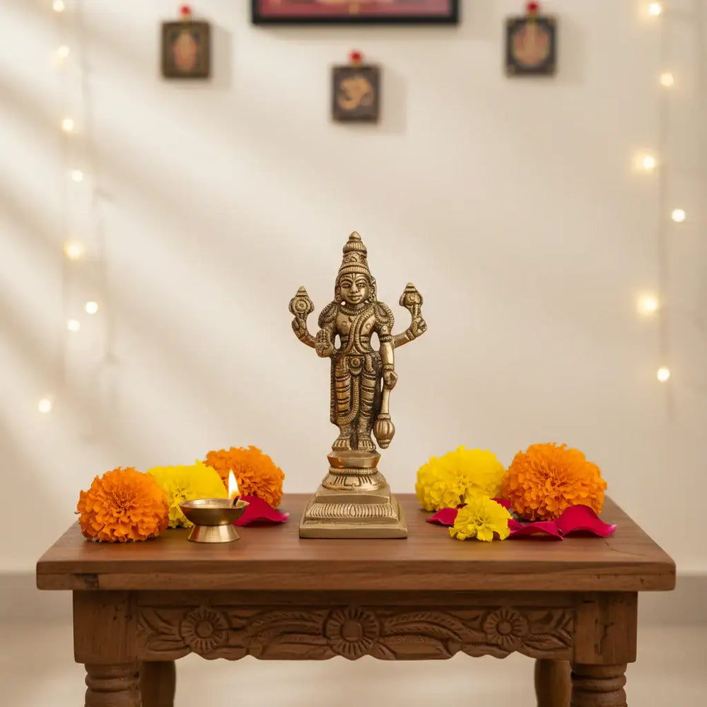 Standing Brass Lord Vishnu Idol Brass Ware