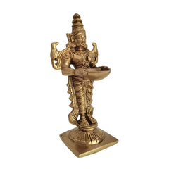 Graceful Brass Lady with Diya – Symbol of Devotion and Radiant Light from Aligarh Brass Ware