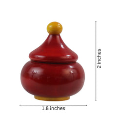 Decorative wooden kumkum bharani with child-safe non-toxic paint
