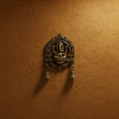 Antique Brass Finish Ganesha Wall Hanging with Bells