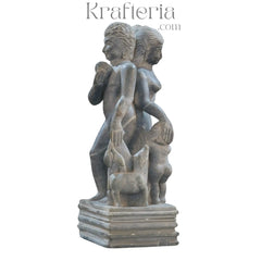 Two-Sided Figures Sculpture – Dual-Faced Artistic Masterpiece softstone