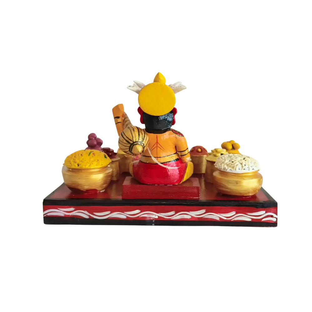 Ghatotkacha Kondapalli Doll with Feast – Traditional Epic Art | Ghatotkach Eating Set Kondapalli Lacquerware