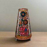 Traditional Indian Leather Puppetry Lamp - Floral Elephant | Bed Lamp Leather Paintings