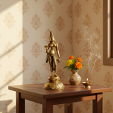 Elegant Brass Devi Lakshmi Statue - Divine Indian Goddess Sculpture