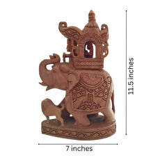 Hand-Carved Wooden Elephant with Ambari | Traditional Indian Decor maruthi handicrafts