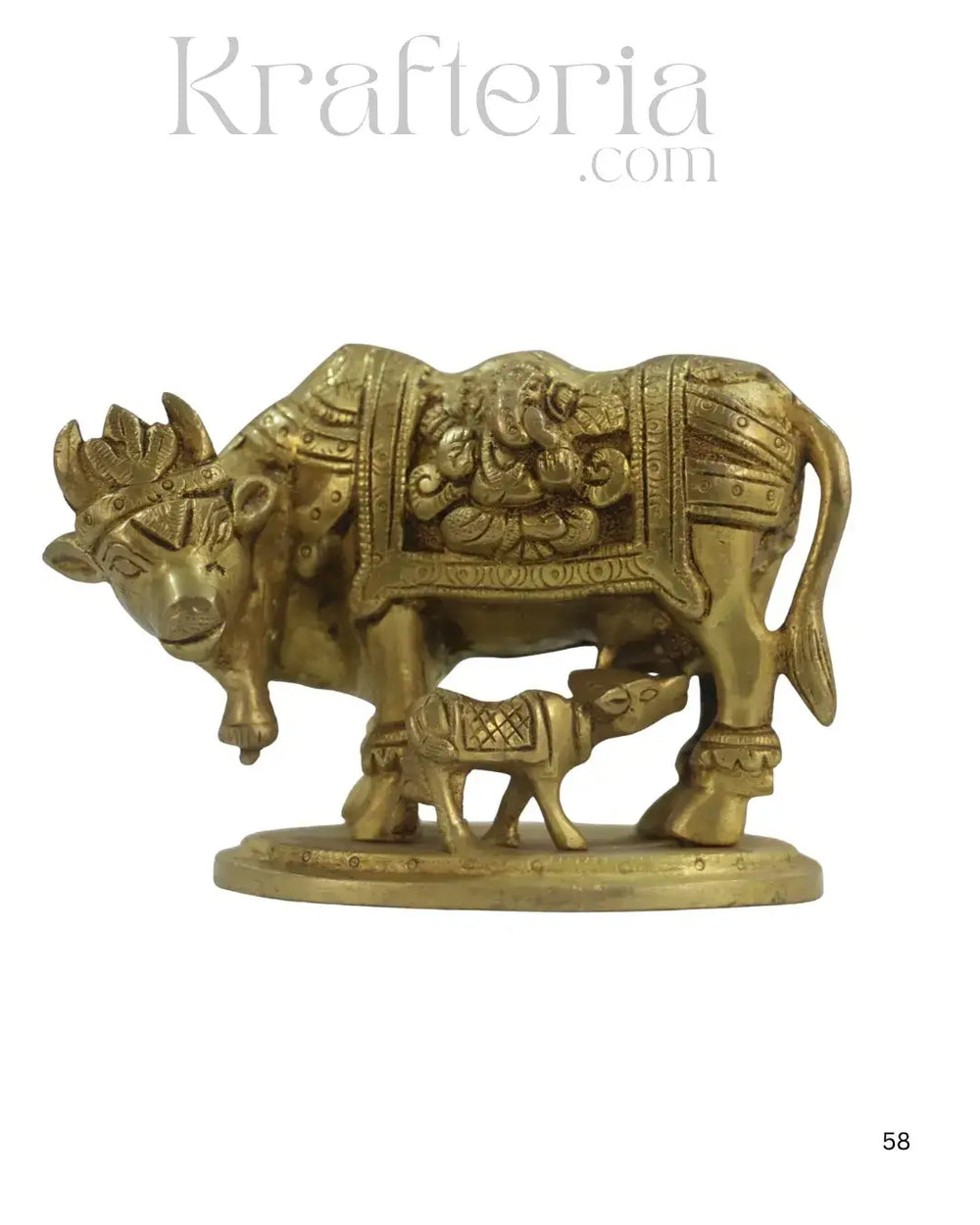 Divine Brass Kamadhenu with Calf – Sacred Vastu and Pooja Idol Brass Ware
