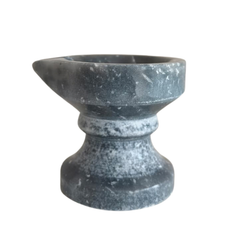 Black Marble Diya with Stand – Oil Lamp for Pooja & Home Décor Marble Soft Stone