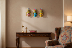 Set of 3 Cheriyal Masks – Balaji, Lakshmi Devi & Padmavathi wall decor