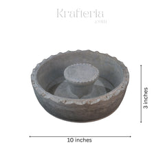 Urli Bowl in Soft Stone with Statue Holder – Artistic Puja Accent