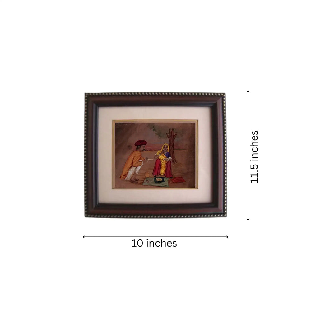 A Rural Indian Couple - Traditional Miniature Painting Paintings