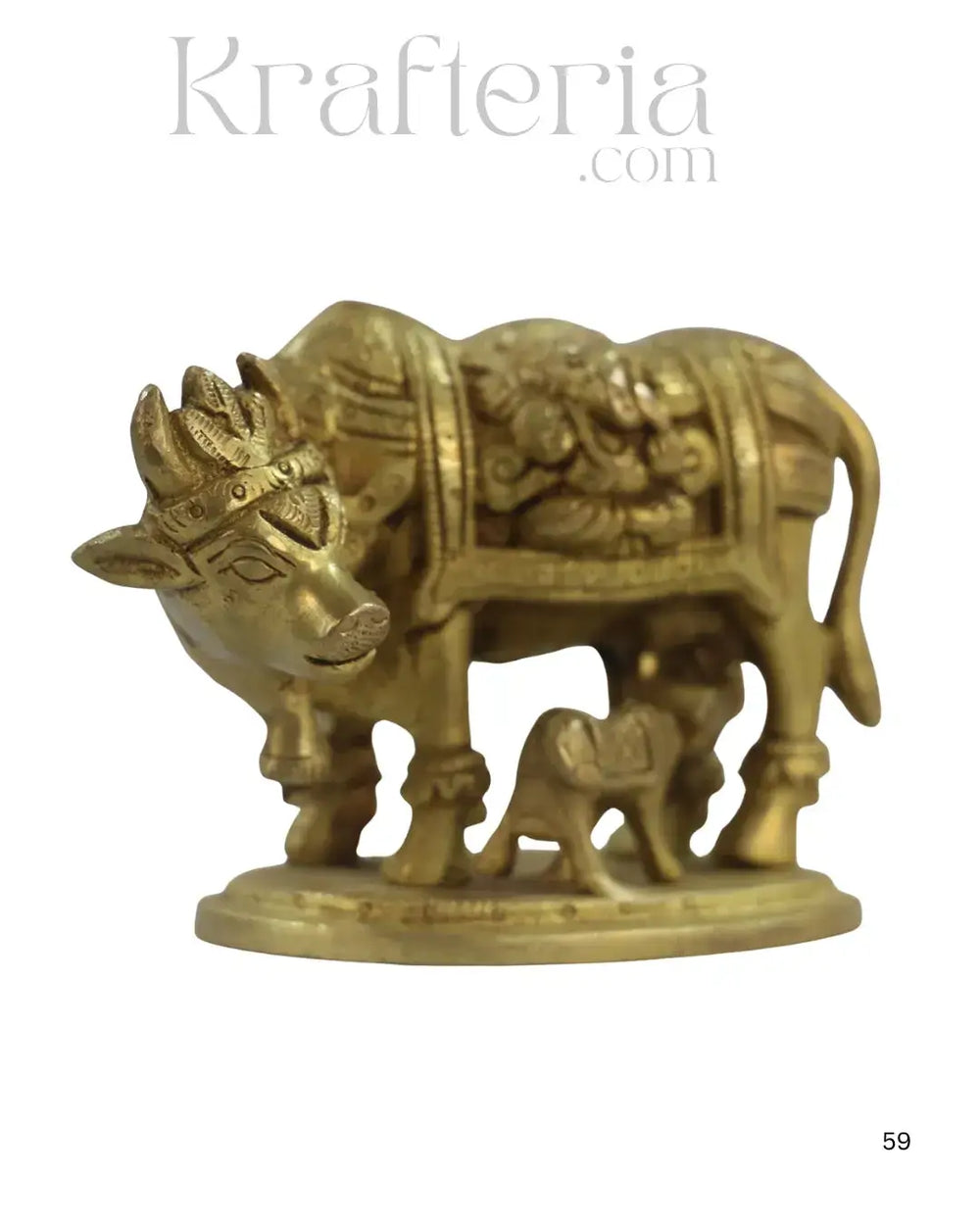 Divine Brass Kamadhenu with Calf – Sacred Vastu and Pooja Idol Brass Ware