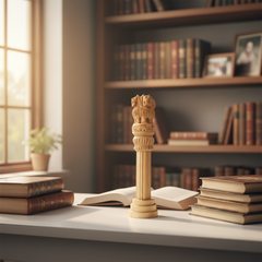 Handmade Wooden Ashoka Pillar – National Emblem Decorative Piece