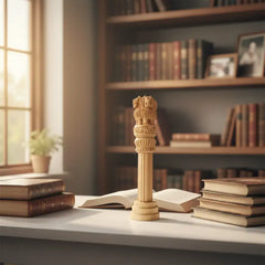 Handmade Wooden Ashoka Pillar – National Emblem Decorative Piece maruthi handicrafts