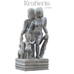 Two-Sided Figures Sculpture – Dual-Faced Artistic Masterpiece softstone