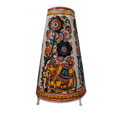 Traditional Indian Leather Puppetry Lamp - Floral Elephant | Bed Lamp