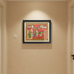 Traditional Cheriyal Painting – Village Procession Folk Art Cheriyala Painting