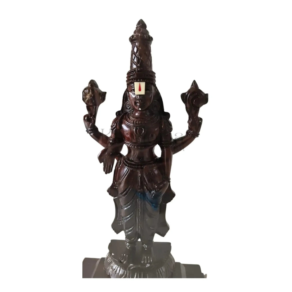 Divine Lord Venkateswara Idol Encased in Glass - Rosewood Wooden Sculpture