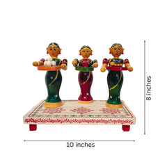 Cultural Etikoppaka Toy - Ladies Serving Tambulam Etikoppaka Lacquerware