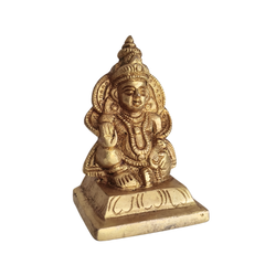 Seated Brass Lord Kuber Idol - Hindu God of Wealth Murti