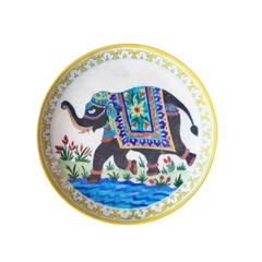 Hand-Painted Indian Elephant Wall Decorative Plate Pottery