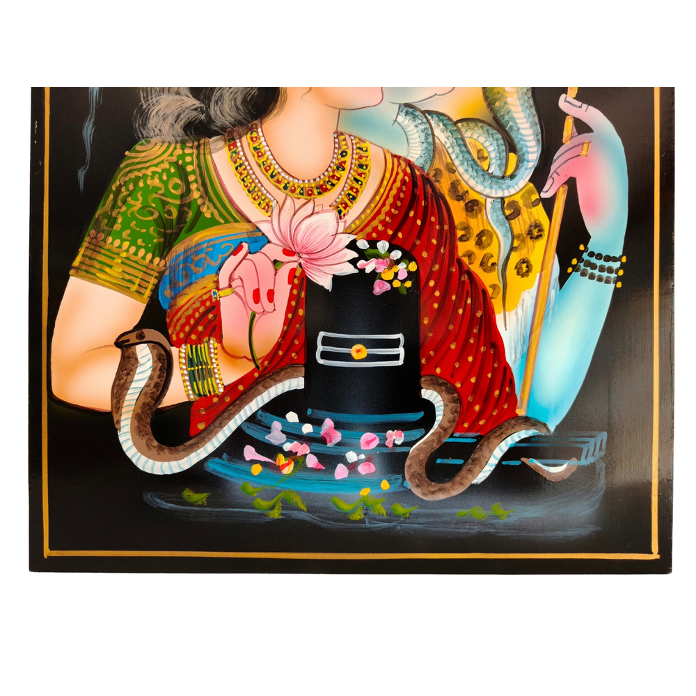 Lord Shiva Parvati in Nirmal Painting Paintings