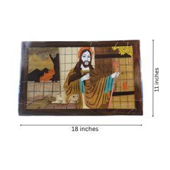 Handcrafted Rosewood Inlay Jesus Frame – Elegant Christian Wall Art