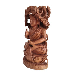 Reversible Hand-Carved Wooden Buddha And Bodhi Tree Sculpture Wood Decorative