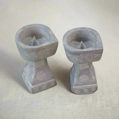 Traditional Soft Stone Diya Pair – Temple & Festival Decor belur shanker