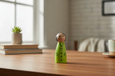 Handmade wooden girl figurine toy
