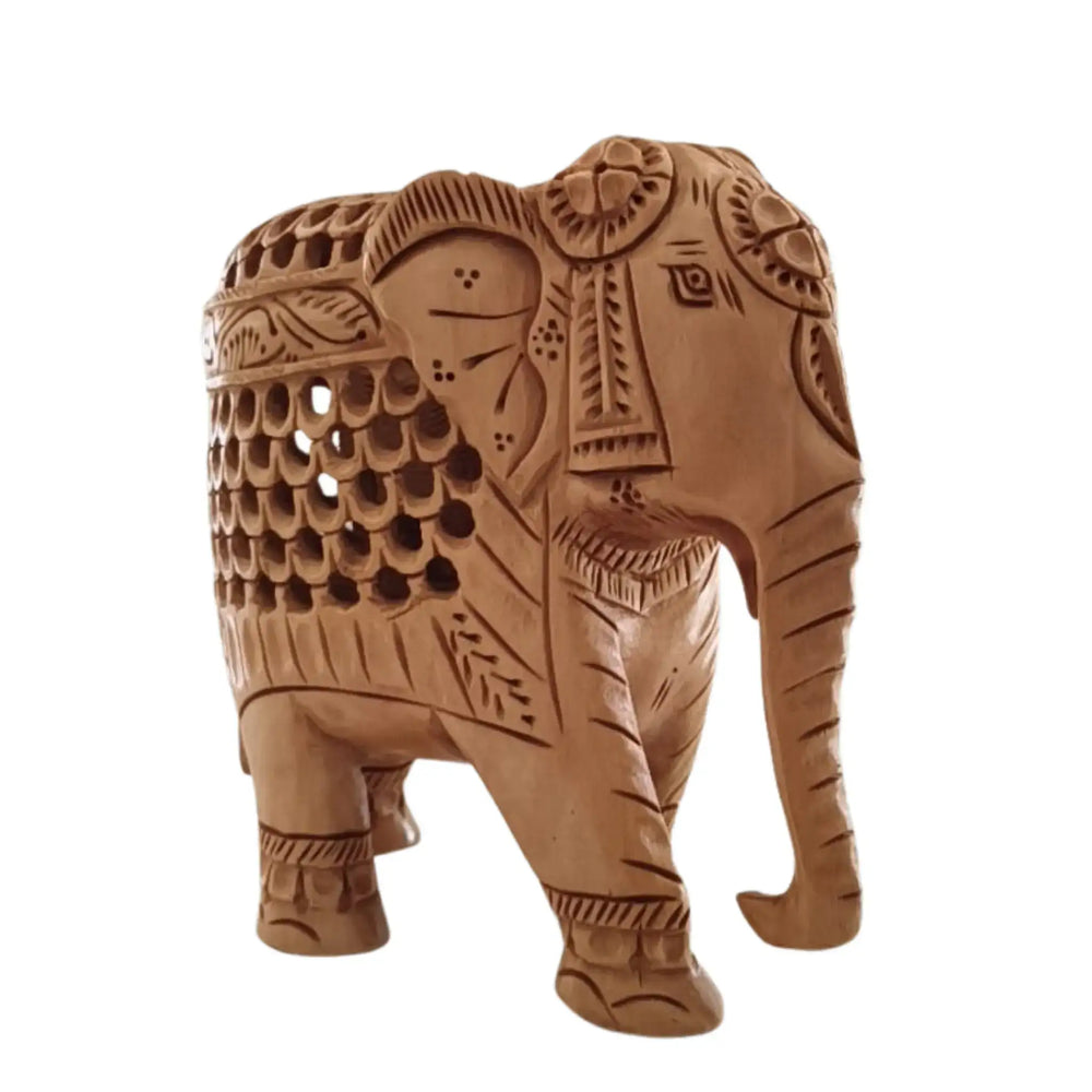 Wooden Elephant with Jali Work | Handmade Indian Craft Sculpture maruthi handicrafts