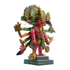 Handcrafted Panchamukhi Hanuman – Spiritual Decor for Protection & Power Wooden Lacquerware