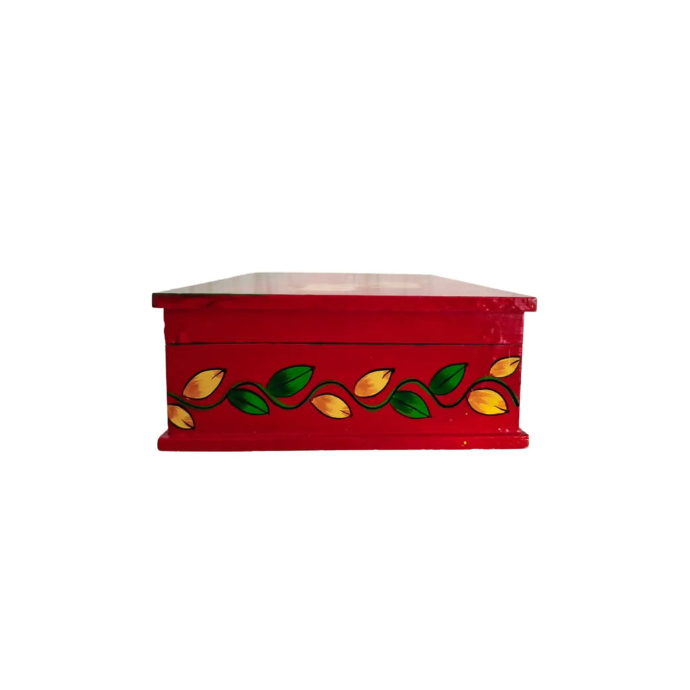 Sacred Cows and Lotus Flowers - Traditional Indian Pichwai Art Wooden Box Wood Decorative