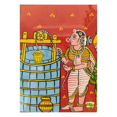 Hand-Painted Cheriyal Art - Village Women Fetching Water Scene Cheriyala Painting