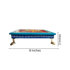 Hand-Painted Wooden Stool For Pooja (Chowki) with Traditional Design Wood Decorative