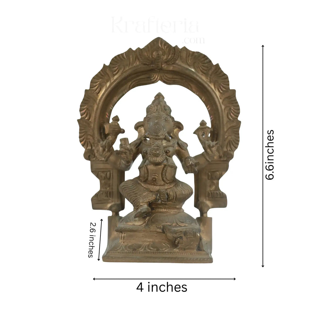 Panchaloha Vinayaka with Prabhavali – Antique Look Panchaloha