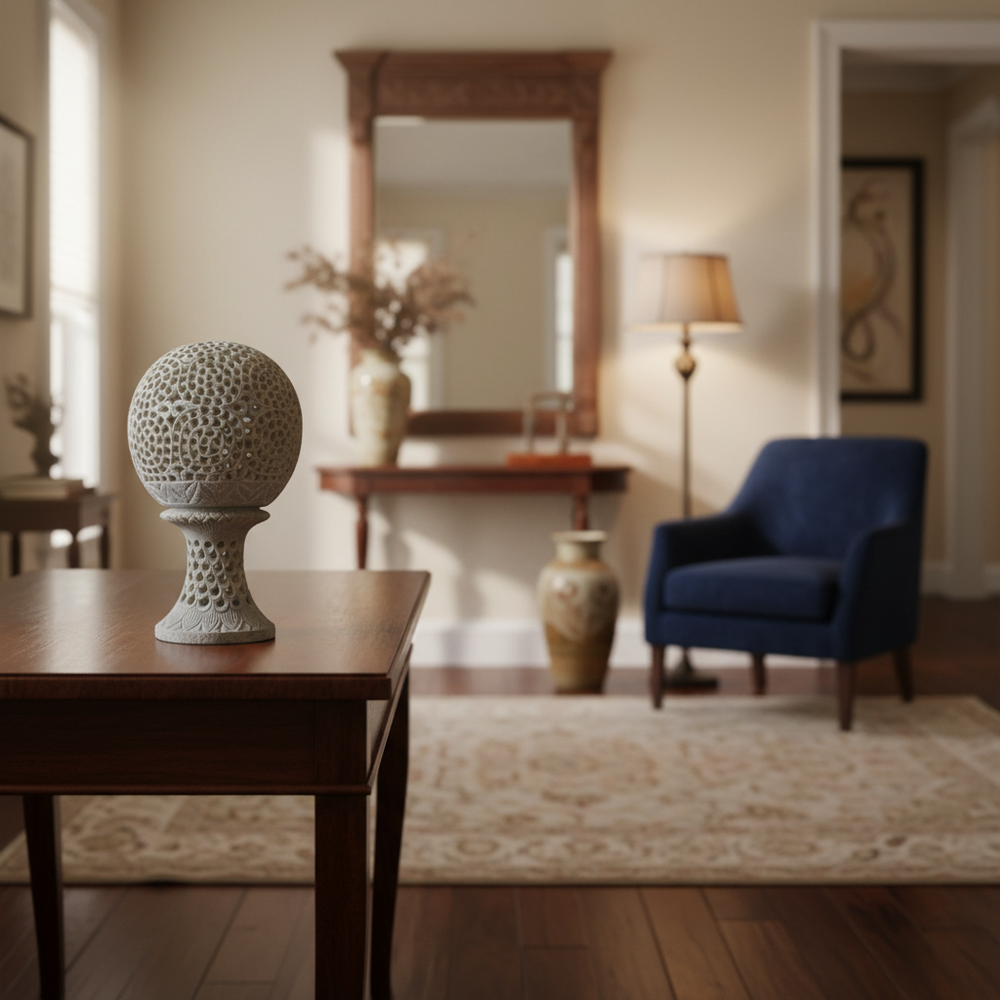 Globe with Intricate Taj Mahal Jali Carving – Heritage Indian Handicraft Jali Art