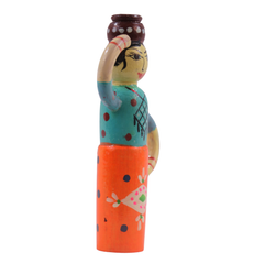 Handcrafted Chennapatnam wooden milk woman figurine